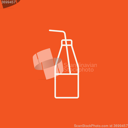 Image of Glass bottle with drinking straw line icon.