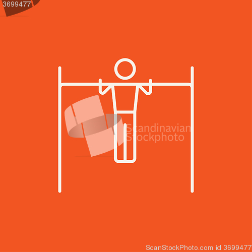 Image of Gymnast exercising on bar line icon.