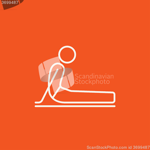 Image of Man practicing yoga line icon.