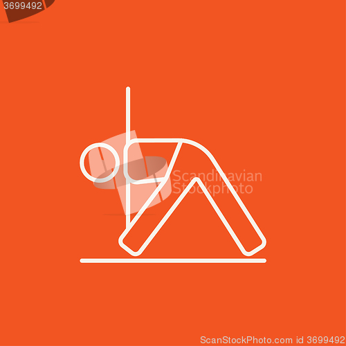 Image of Man practicing yoga line icon.