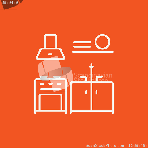 Image of Kitchen interior line icon.