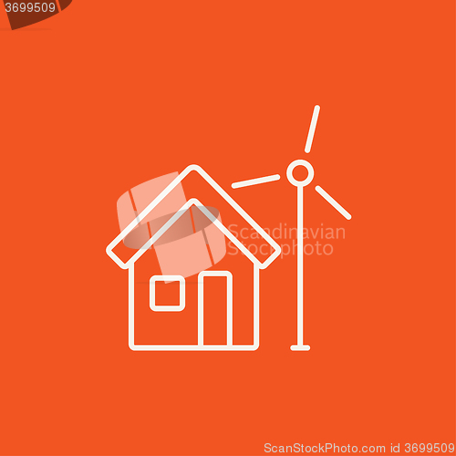 Image of House with windmill line icon.