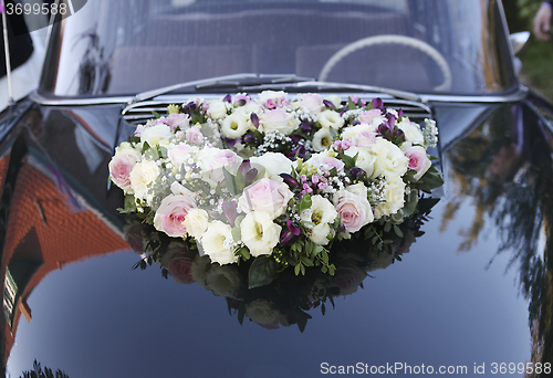 Image of Roses on wedding car