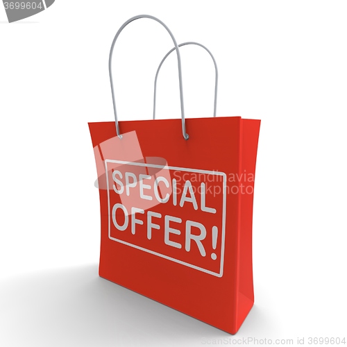 Image of Special Offer Shopping Bag Shows Bargain