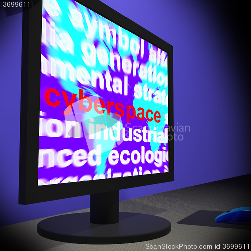 Image of Cyberspace On Monitor Shows Online Technology