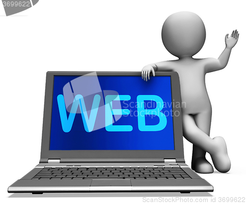 Image of Web Laptop And Character Shows Online Internet Www Or Net