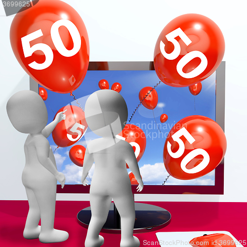 Image of Number 50 Balloons from Monitor Show Online Invitation or Celebr