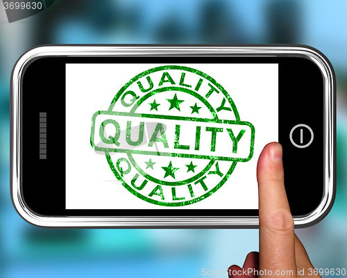 Image of Quality On Smartphone Shows Premium Products