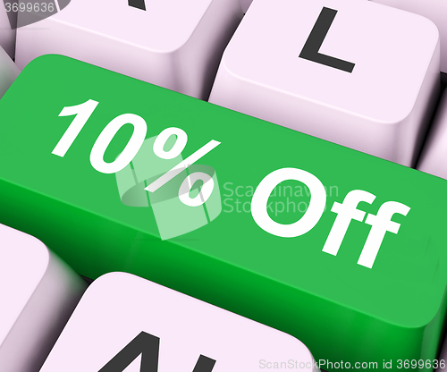 Image of Ten Percent Off Key Means Discount Or Sale\r