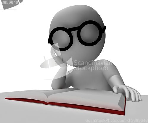 Image of Student Reading Book Shows Research