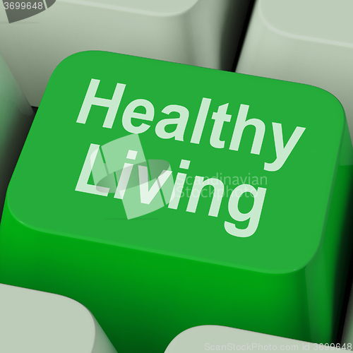Image of Healthy Living Key Shows Health Diet And Fitness