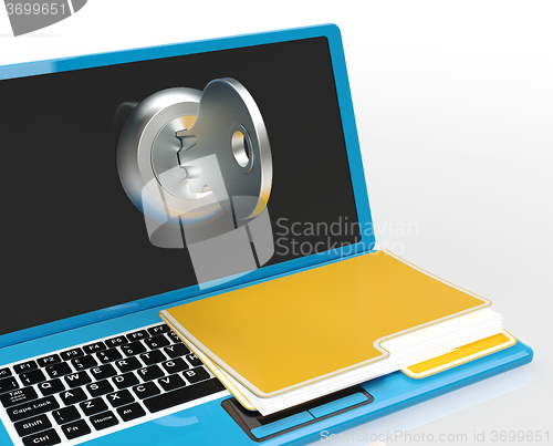 Image of Key And File On Computer Shows Protect Password Or Unlocking