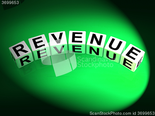 Image of Revenue Dice Mean Finances Revenues and Proceeds