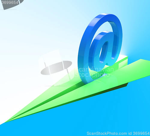 Image of At Sign Aeroplane Shows Web Mailing Communication