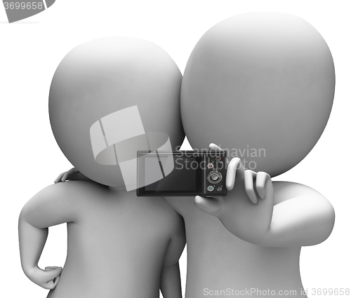 Image of Couple Portrait Photo Shows Camera Self Photo Snapshot