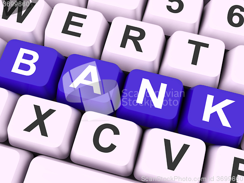 Image of Bank Key Shows Online Or Electronic Banking