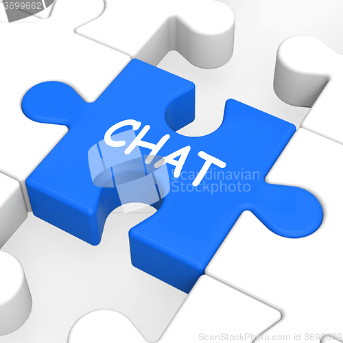 Image of Chat Jigsaw Shows Talking Typing Or Texting