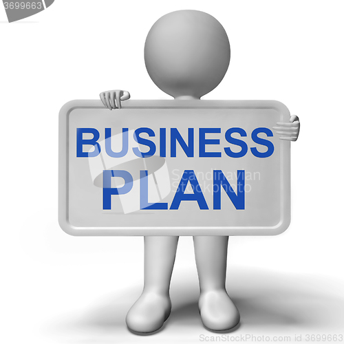 Image of Business Plan Sign Showing Mission And Organizing