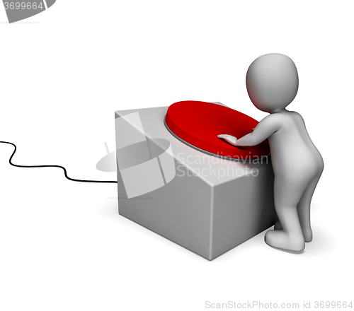 Image of Man Pushing Red Button Showing Controlling