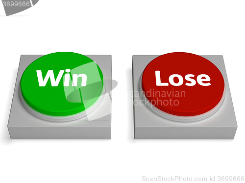 Image of Win Lose Buttons Show Winning Or Losing