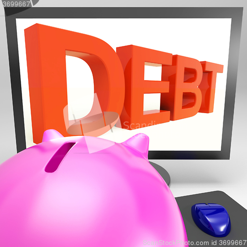 Image of Debt On Monitor Showing Financial Troubles