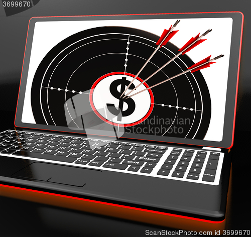 Image of Dollar Symbol On Laptop Showing Investments