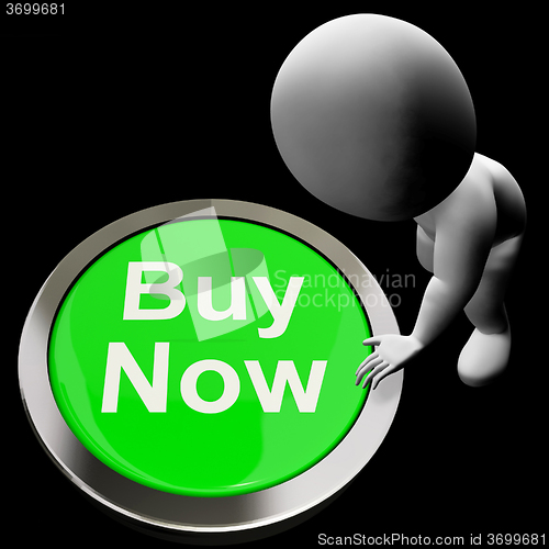 Image of Buy Now Button Shows Purchasing And Online Shopping