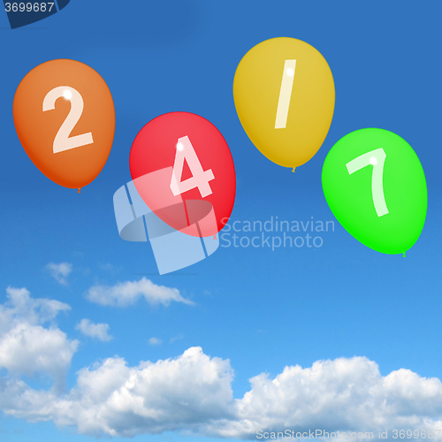 Image of Four Twenty-four Seven Balloons Represent All Week Availability 