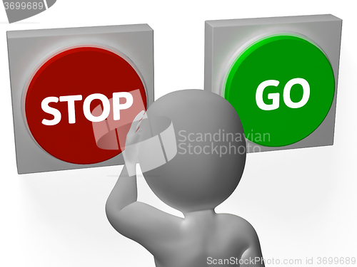 Image of Stop Go Buttons Show Stopping Or Starting