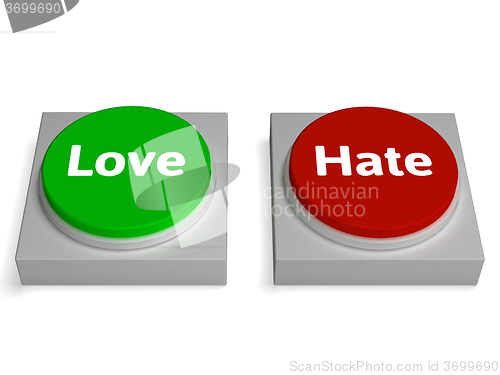 Image of Love Hate Buttons Shows Appraise Or Hateful