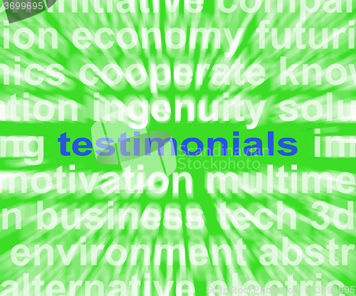 Image of Testimonials Word Shows Supporting And Recommending Product Or S