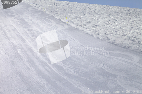 Image of Empty ski slope at cold day