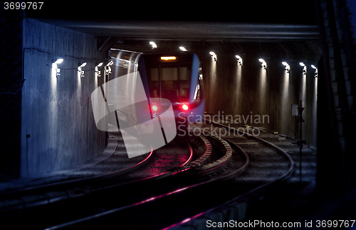 Image of Trains on traintracks, blurred