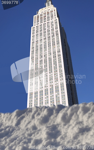 Image of Empire State building and snow
