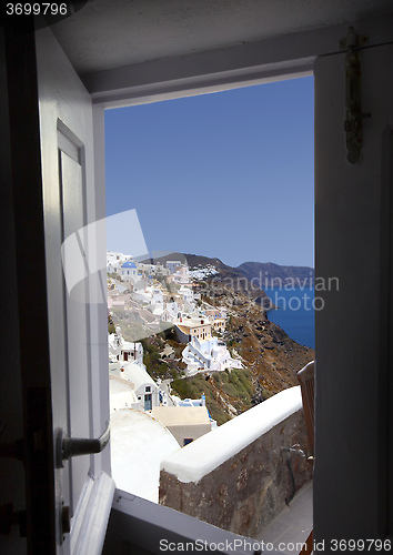 Image of Beautiful Village of Oia in Santorini, Greece