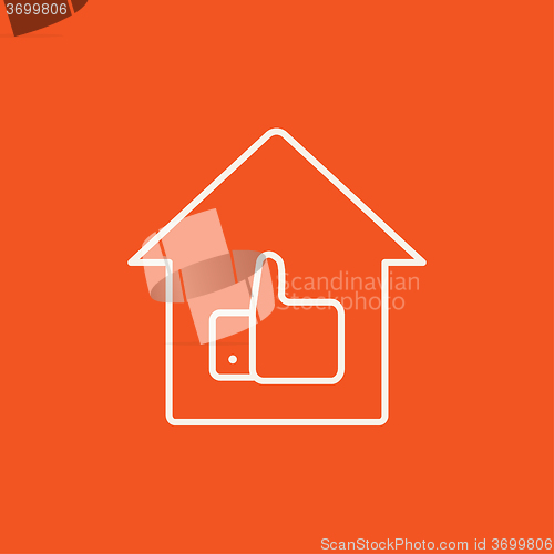 Image of Thumb up in house line icon.