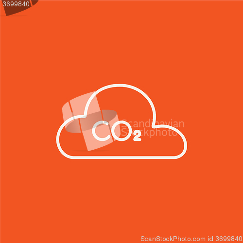 Image of CO2 sign in cloud line icon.