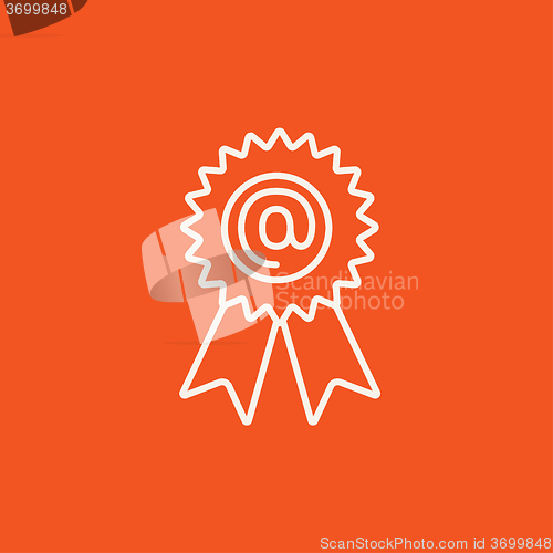 Image of Award with at sign line icon.