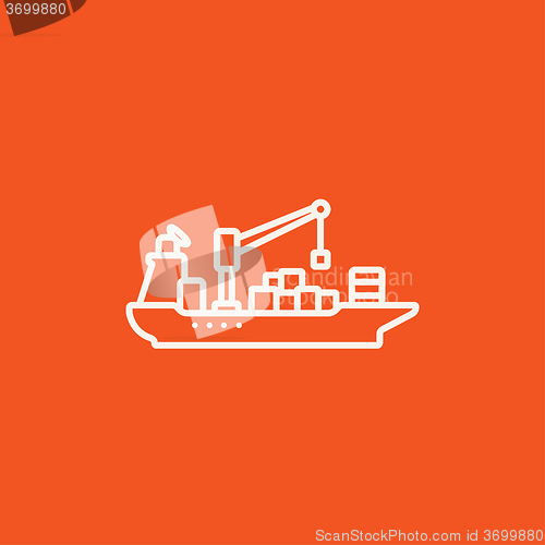 Image of Cargo container ship line icon.