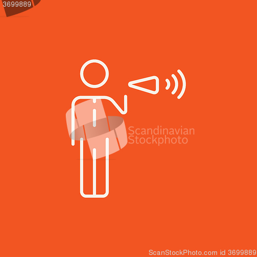 Image of Businessman with megaphone line icon.