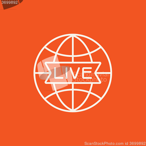 Image of Globe with live sign line icon.