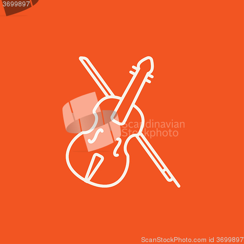 Image of Violin with bow line icon.