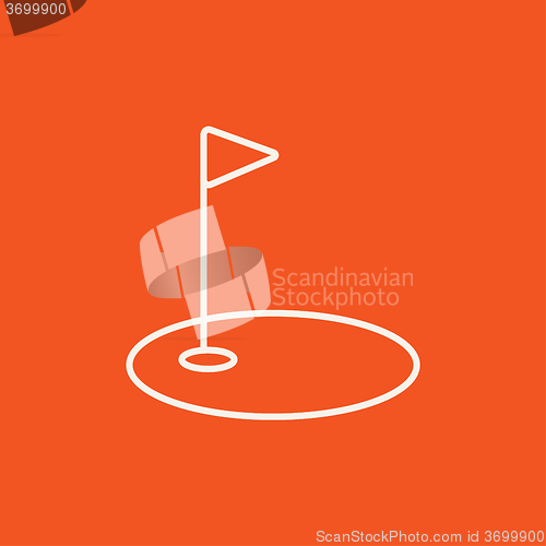 Image of Golf hole with flag line icon.