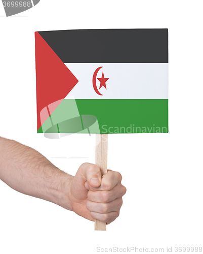 Image of Hand holding small card - Flag of Western Sahara