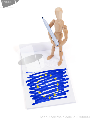 Image of Wooden mannequin made a drawing - European Union