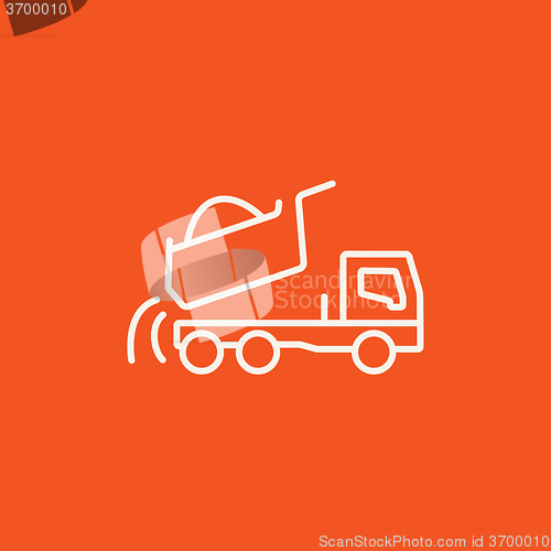 Image of Dump truck line icon.