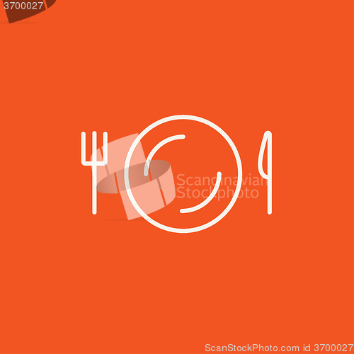 Image of Plate with cutlery line icon.