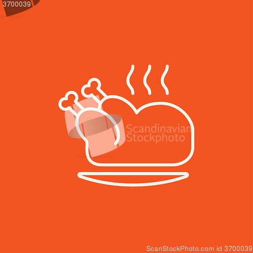 Image of Baked whole chicken line icon.