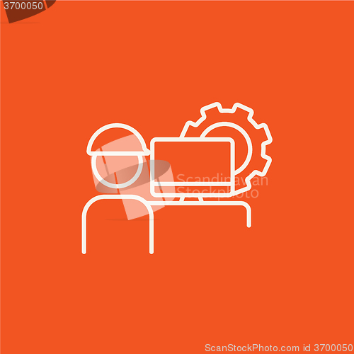 Image of Computerized production line icon.