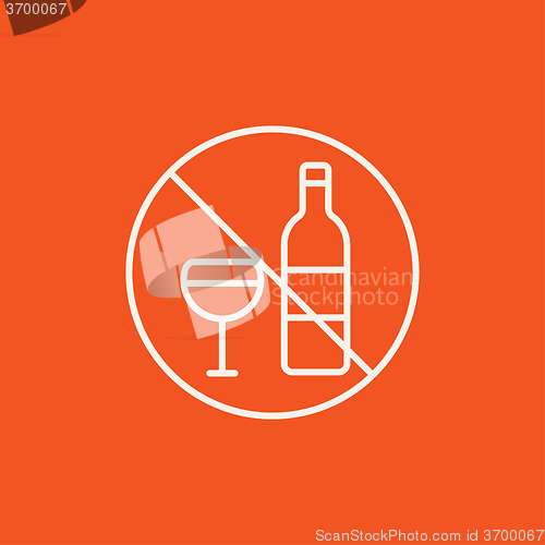 Image of No alcohol sign line icon.